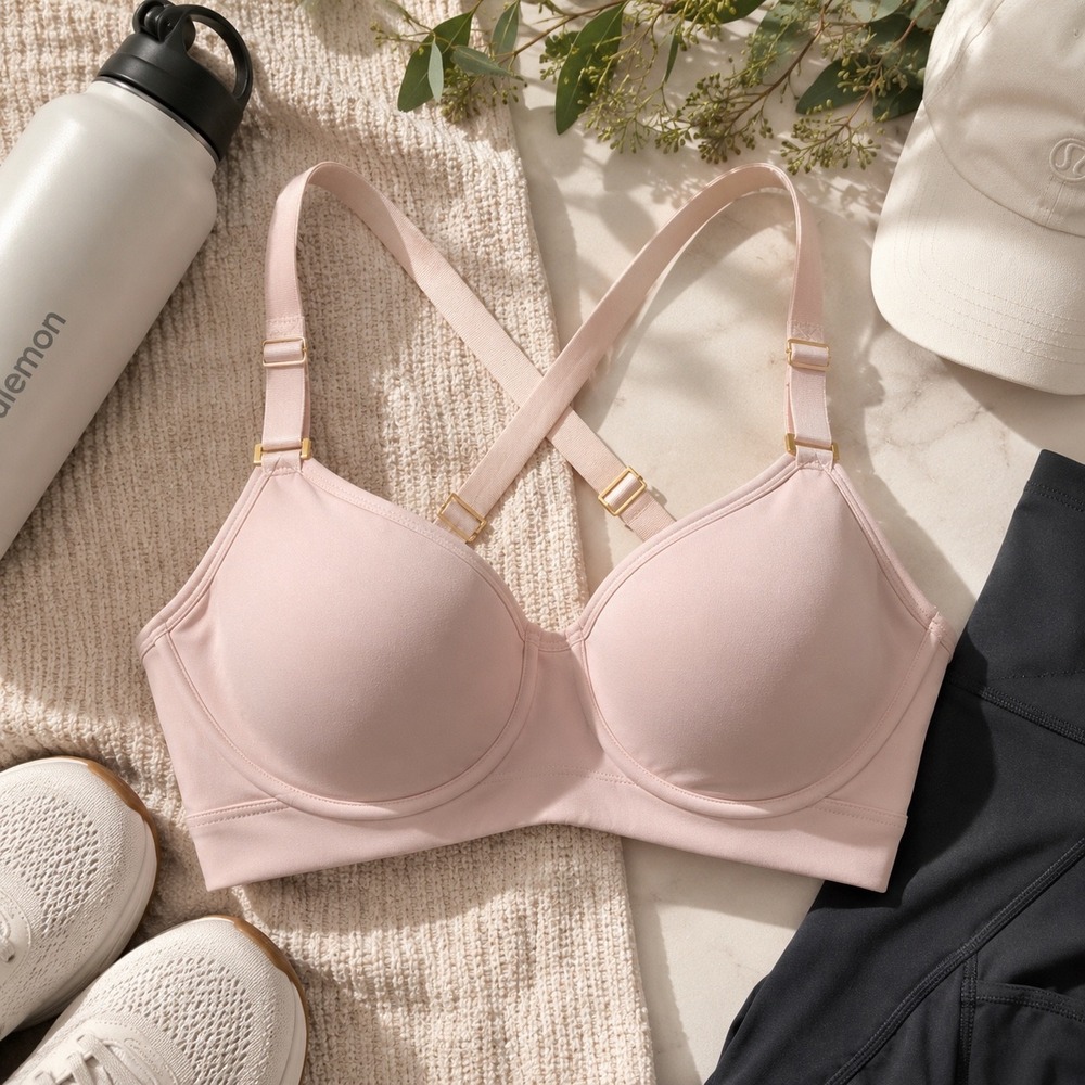 Athleta 34DD Blush Pink Underwire Crossback Sports Bra High Support